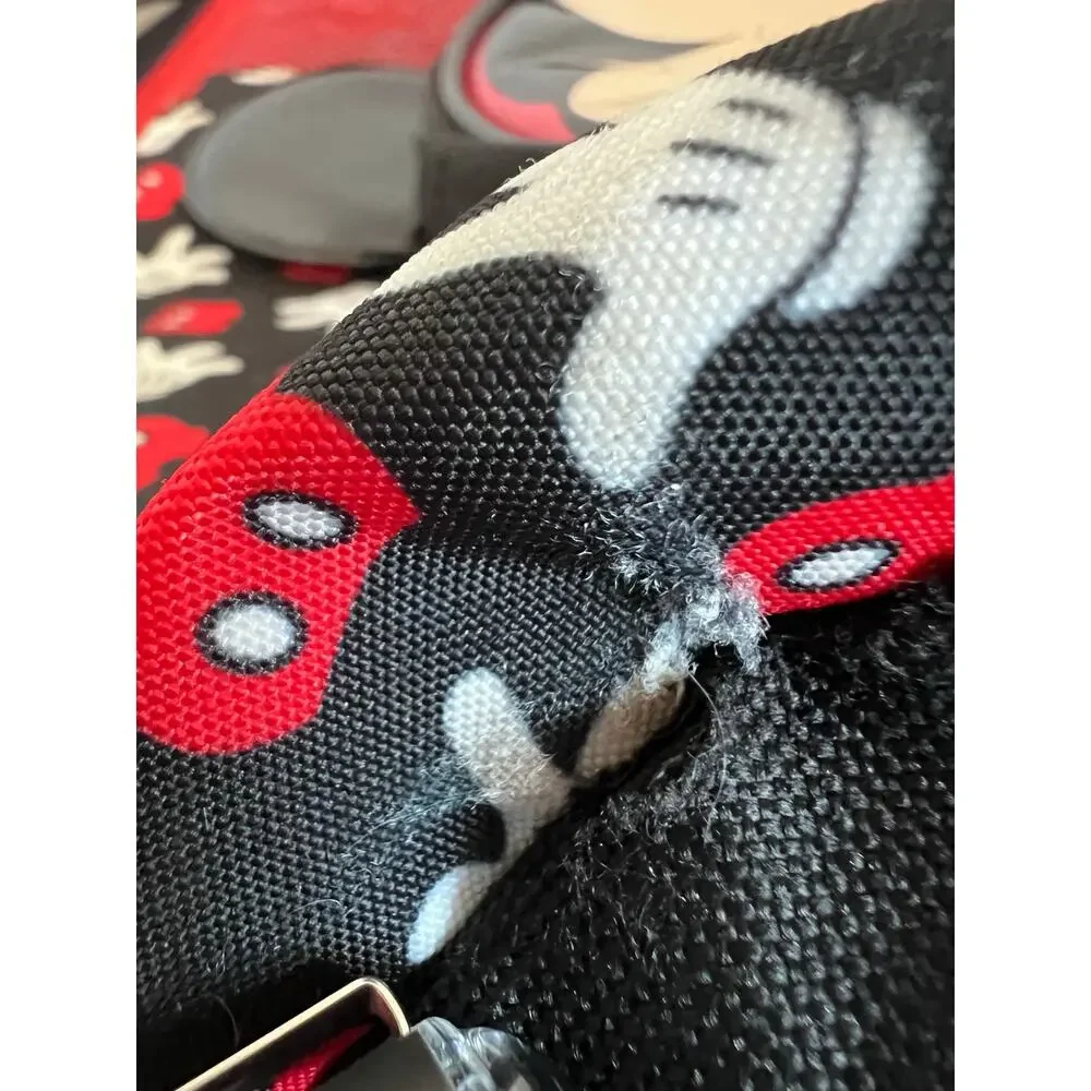 Mickey Mouse Disney Beach Mesh Bag Backpack Black Red Drawstring Ears Zipper
